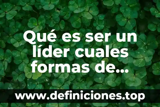 Qué es ser un líder cuales formas de negociación