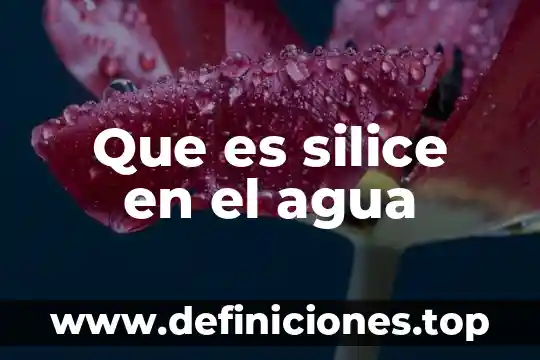Que es silice en el agua
