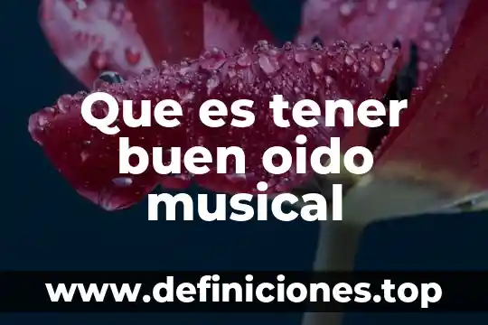 Que es tener una vida con proposito 4 Que es tener buen oido musical