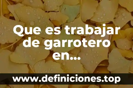 Y que es de ti aparte de puro trabajar 4 Que es trabajar de garrotero en restaurantes