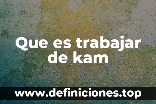 Y que es de ti aparte de puro trabajar 3 Que es trabajar de kam