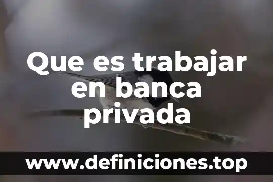 Que es una obra privada comprometida 3 Que es trabajar en banca privada