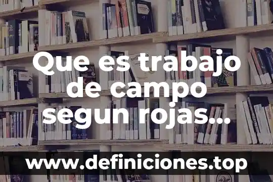 Que es trabajo de campo segun rojas soriano