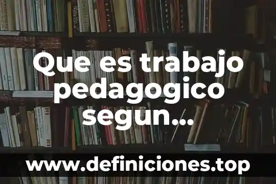 Que es trabajo pedagogico segun bourdieu