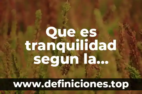 Que es tranquilidad segun la filosofia