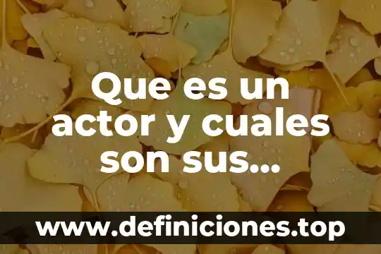Que es un actor y cuales son sus caracteristicas