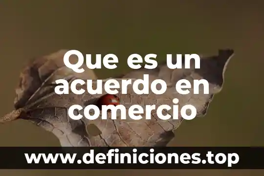 Que es el comercio subterraneo 8 Que es un acuerdo en comercio