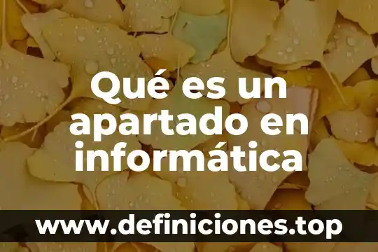 Que es la busqueda en informatica 5 Qué es un apartado en informática