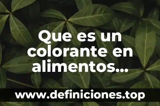 Que es un colorante en alimentos bebidas