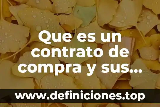 Que es la compra y venta organizacional 4 Que es un contrato de compra y sus caracteristicas