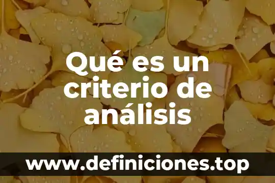 Qué es un criterio de análisis