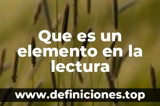 Que es un elemento en la lectura