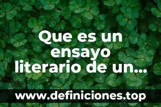 Que es epidemilogia internacional 6 Que es un ensayo literario de un libri