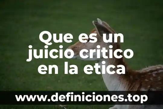 Que es un juicio critico en la etica