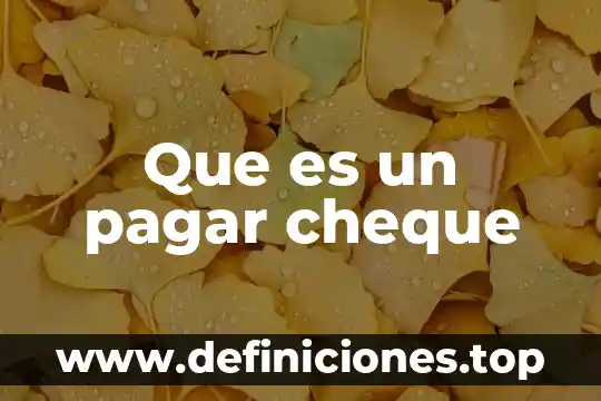 Que es un pagar cheque