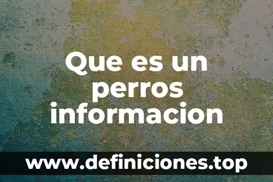 Que es informacion en tgs 6 Que es un perros informacion