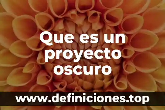 Que es una contextualizacion de un proyecto 5 Que es un proyecto oscuro