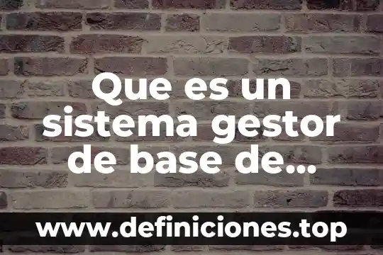 Que es un sistema gestor de base de datos
