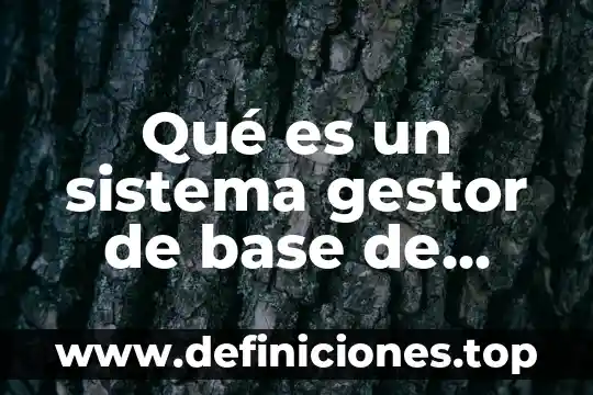 Qué es un sistema gestor de base de datos sgbd dbms