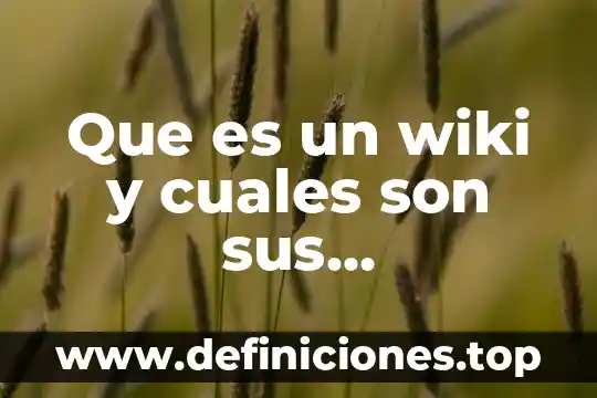 Que es un wiki y cuales son sus caracteristicas