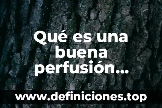 Qué es bueno para controlar la presión sanguínea 7 Qué es una buena perfusión sanguínea