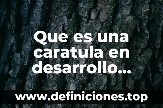 Que es una caratula en desarrollo sustentable