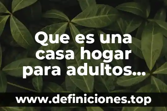 Libro mayores auxiliares que es en contabilidad 5 Que es una casa hogar para adultos mayores