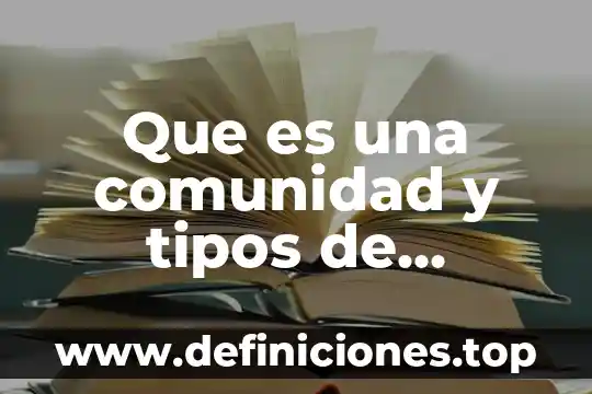 Que es una comunidad y tipos de comunidades