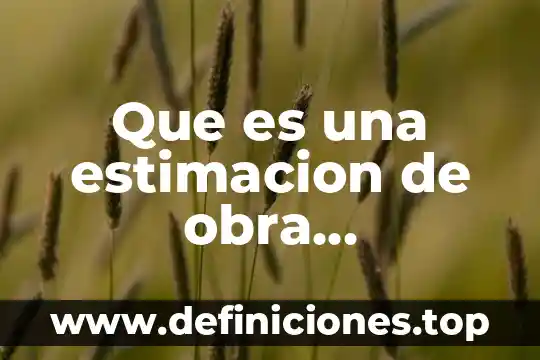 Que es una estimacion de obra arquitectura
