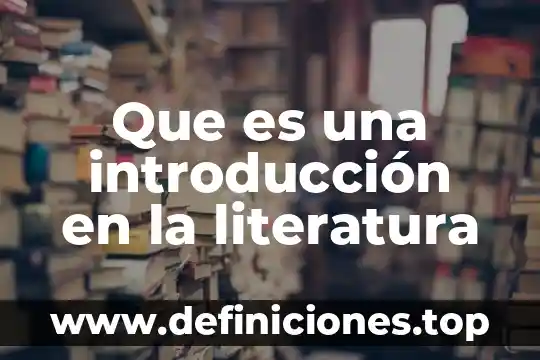 Que es una introducción en la literatura