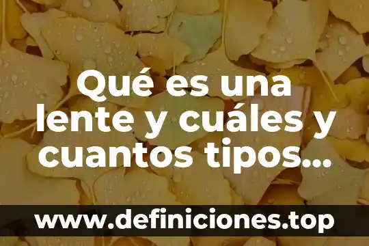 Qué es una lente y cuáles y cuantos tipos hay