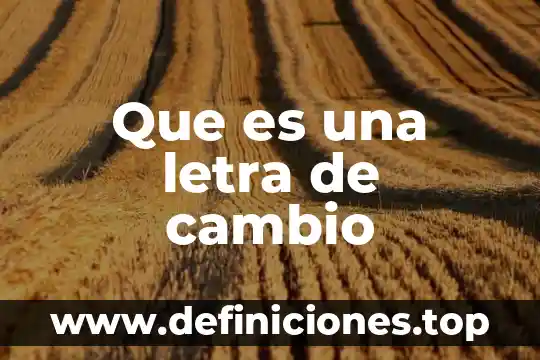 Que es una letra de cambio
