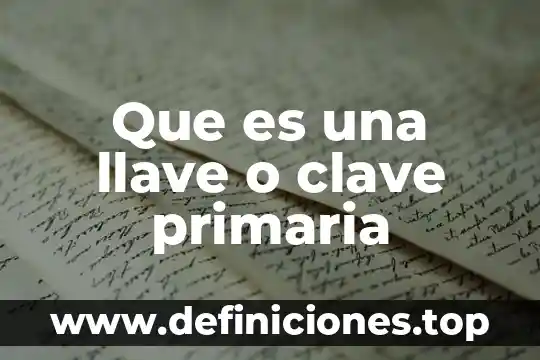 Que es una llave o clave primaria