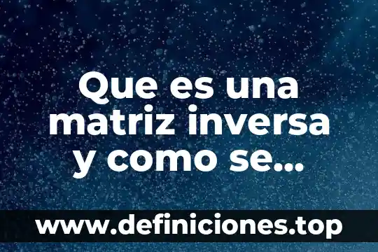 Que es una matriz inversa aplicaciones 4 Que es una matriz inversa y como se calcula