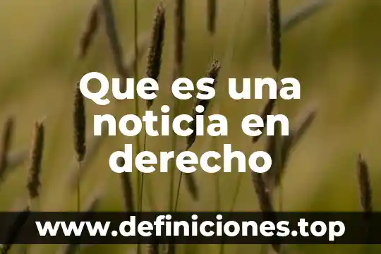 Que es una noticia en derecho