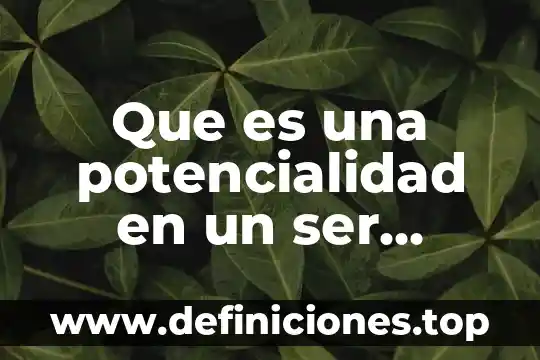 Que es una potencialidad en un ser humano