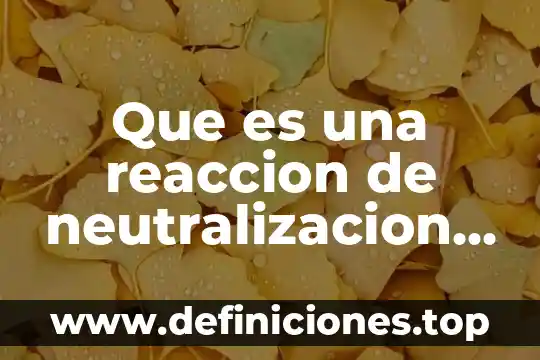 Que es una reaccion de neutralizacion y su ecuacion general