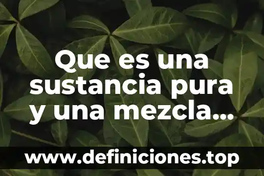 Que es un equivalente quimica de una sustancia 7 Que es una sustancia pura y una mezcla ejemplos