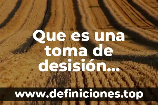 Qué es la toma de decisiones más común 4 Que es una toma de desisión programación