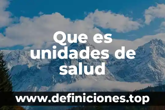 Que es unidades de salud