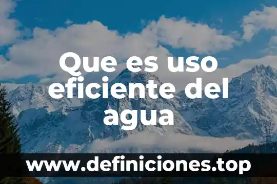 Que es uso eficiente del agua