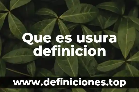 Que es usura definicion