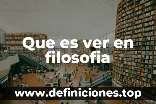 Que es ver en filosofia