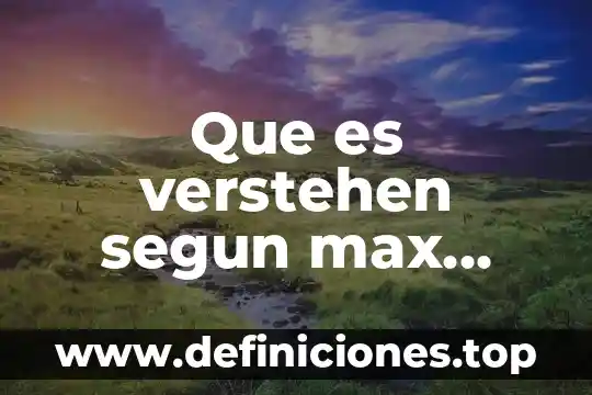 Que es la sociologia juridica para max weber 6 Que es verstehen segun max weber