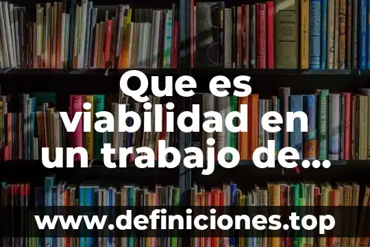 Que es viabilidad en un trabajo de investigacion