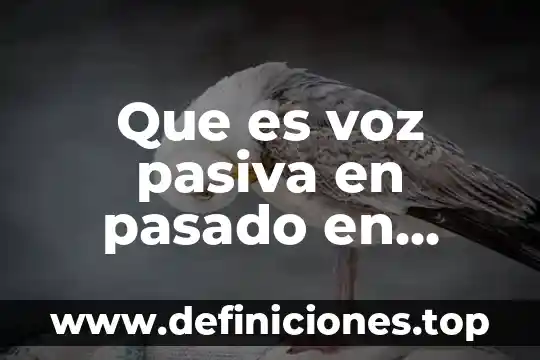 Que es be en ingles 4 Que es voz pasiva en pasado en ingles
