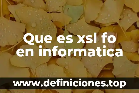 Que es xsl fo en informatica