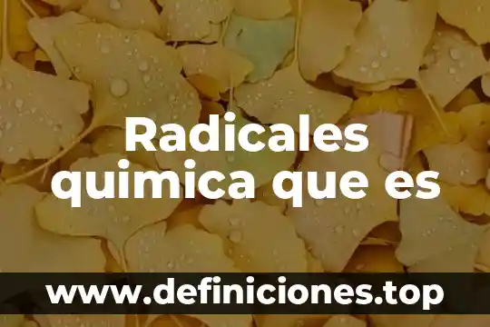 Radicales quimica que es