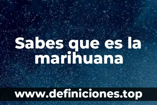 Que es la marihuana la consecuencias en la salud 5 Sabes que es la marihuana