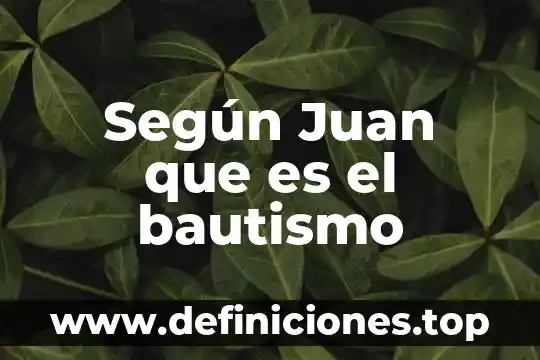 Según Juan que es el bautismo